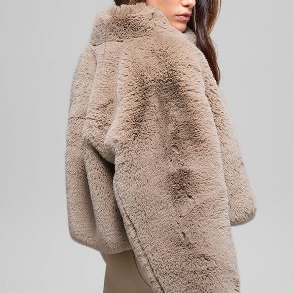 Alo Yoga Faux Fur Allure Jacket  Oat - Picture 4 of 5